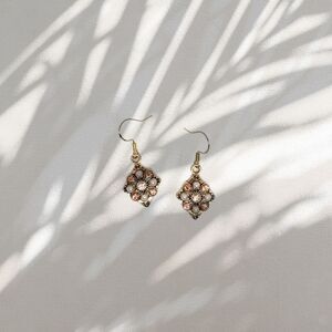 Gold Gypsy Treasure Dainty Drop Earrings Pearl Sterling Silver Statement Jewelry